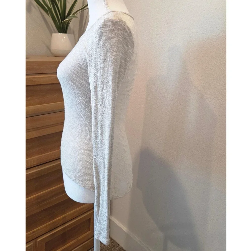 Wet Seal Long Sleeve‎ Knit Top Y2K Lace Back Sheer Metallic  Size Small Romantic